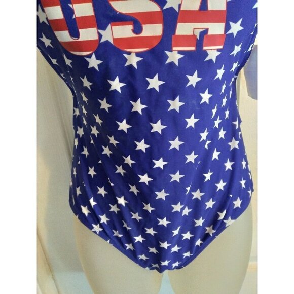 Bongo 1 Pc Swimsuit Blue Red Stars Patriotic Criss Cross Straps Sz M Jun… - Picture 3 of 10